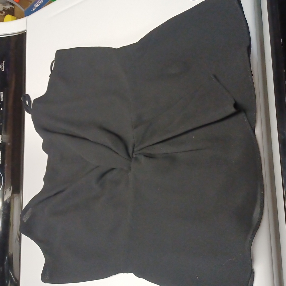 Naked Zebra black blouse, S Small cinch waist design, spaghetti straps - Picture 6 of 7